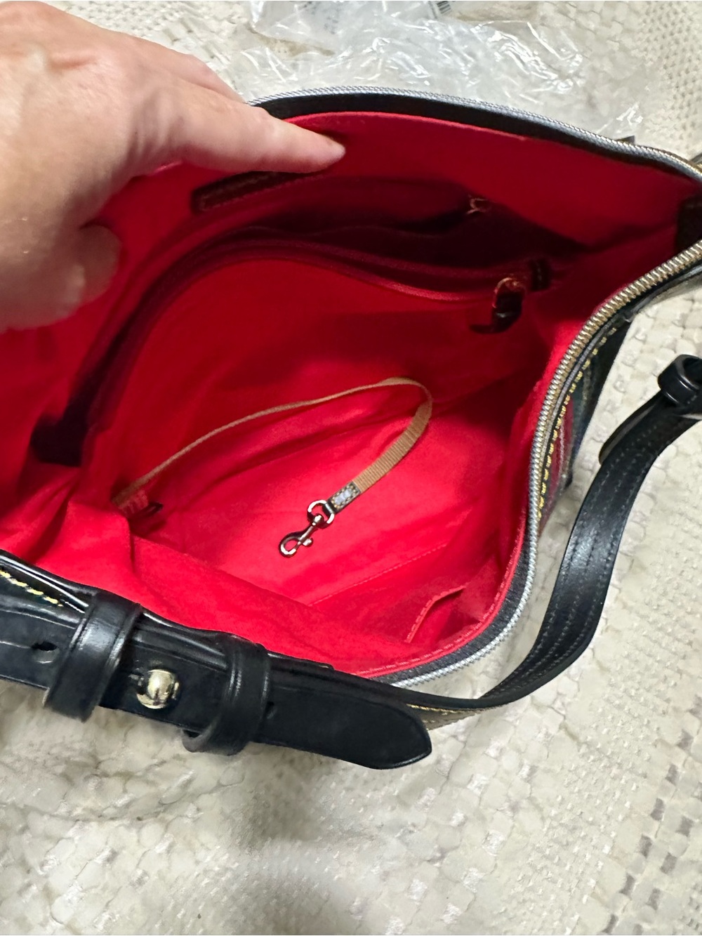Dooney & Bourke Plaid Shoulder Bag with Red Interior - Picture 4 of 6